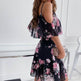 Flower Printed Ruffled Suspender Dress Summer Off-the-shoulder Strap Dresses Women - EX-STOCK Canada