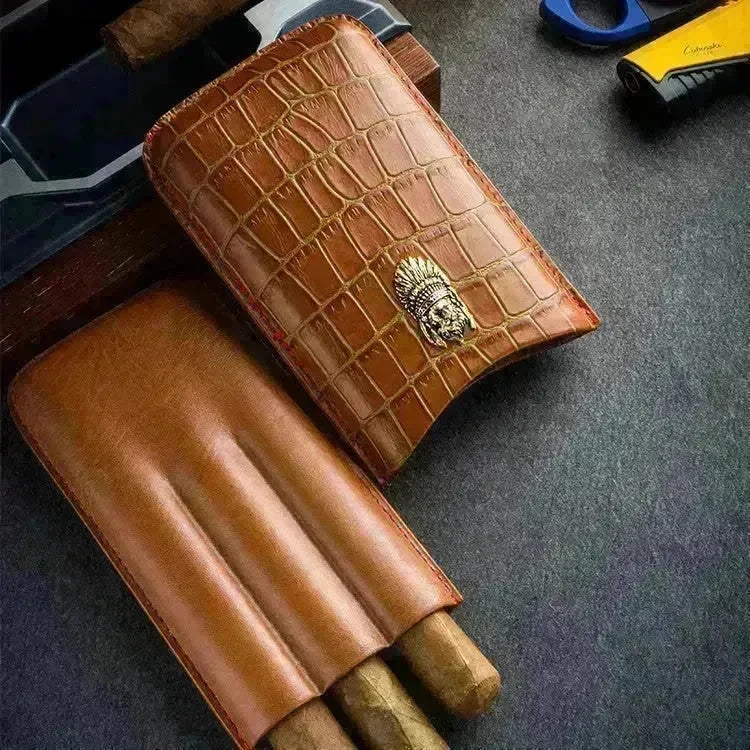 Portable Luxury Cubinski Gothic Moisturizing Leather Cigar Case - EX-STOCK CANADA