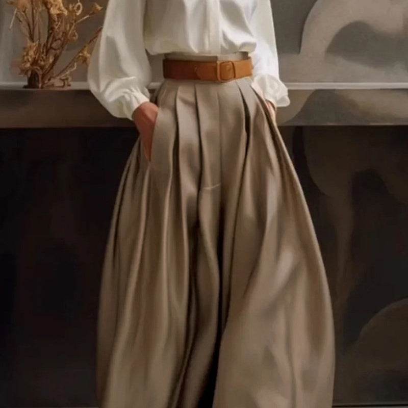 Loose Wide Leg Solid Color Casual Trousers Bottoms Palazzo Trousers - EX-STOCK Canada