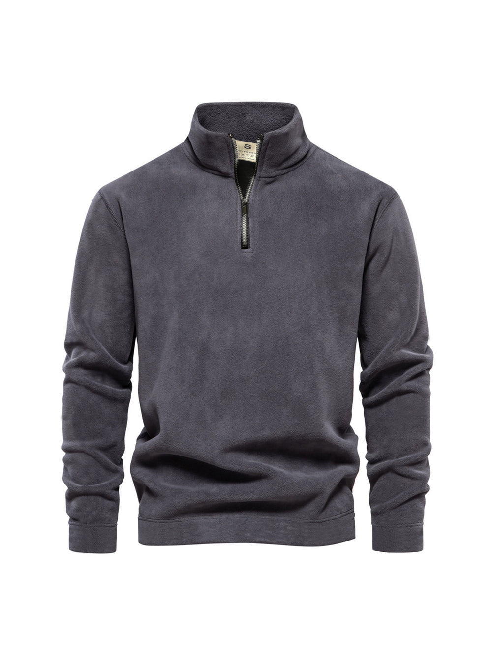 Men's Polar Fleece Top Pure Color Simple Casual Stand Collar Pullover Sweater EX-STOCK Canada