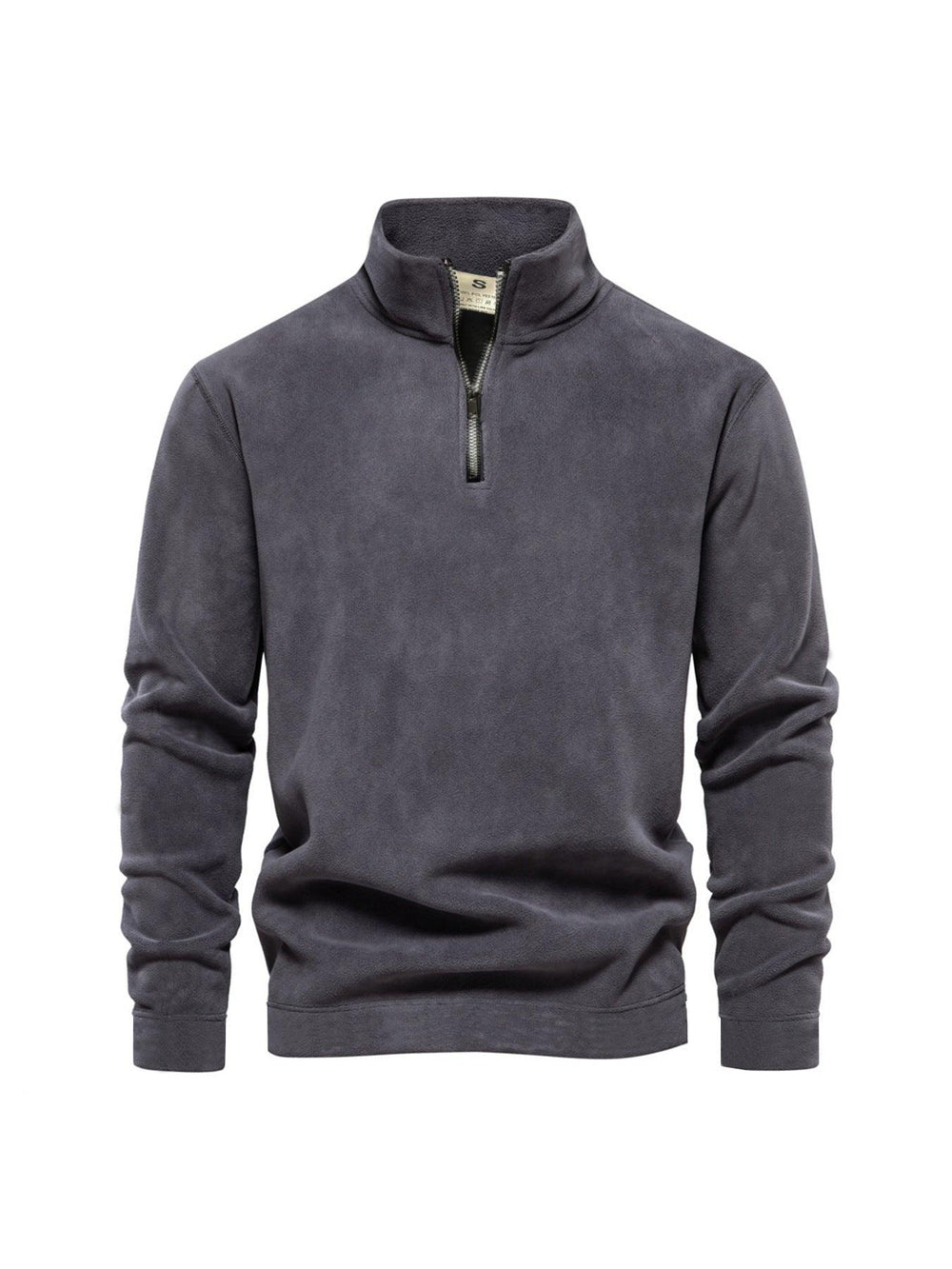 Herren Polar Fleece Oberteil einfarbig schlicht lässiger Stehkragen Pullover SweaterEX-STOCK Canada