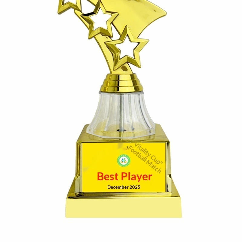 Kids Sports Star Trophy – Football & Basketball Award, Gold Plastic (3 Sizes) 2