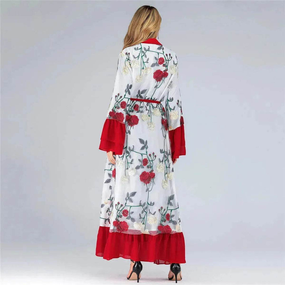 Fashion Floral Open front Abaya Kimono Abaya for Middle Eastern Dubai Turkey Arab Women - EX-STOCK Canada