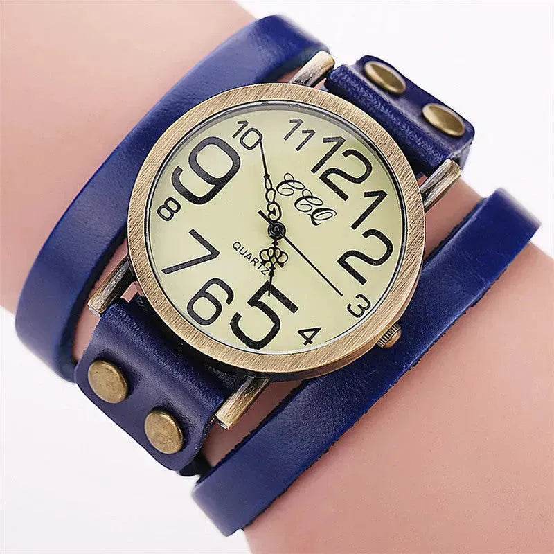 First Layer Cowhide Retro Watch Retro Three-circle Watch Men's And Women's Casual Watch - EX-STOCK Canada