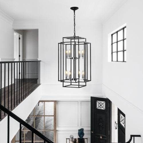 8 Lantern Tiered Chandeliers, Industrial Farmhouse Chandeliers - EX-STOCK Canada