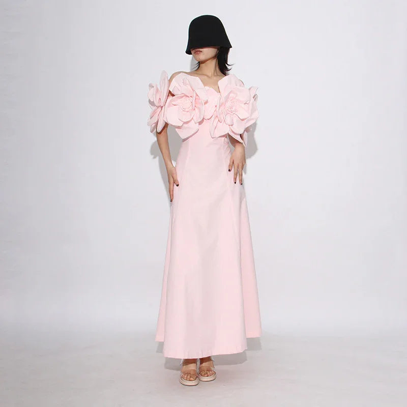 Fashion Heavy Industry Women's Three-dimensional Flower Design Dress EX-STOCK Canada