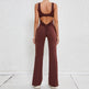 Hollow Back Workout Jumpsuit Sports Athleisure Yoga Wide Leg Jumpsuit - EX-STOCK Canada