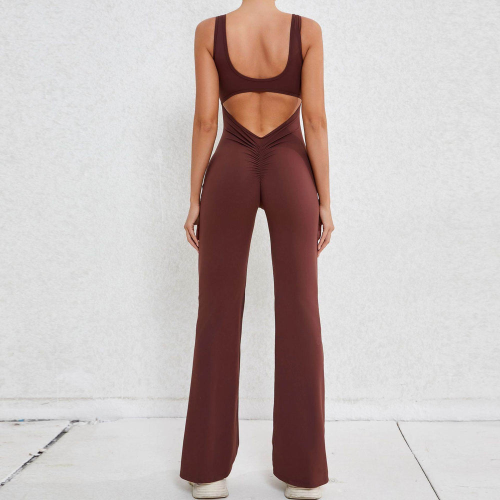 Hollow Back Workout Jumpsuit Sports Athleisure Yoga Wide Leg Jumpsuit - EX-STOCK Canada