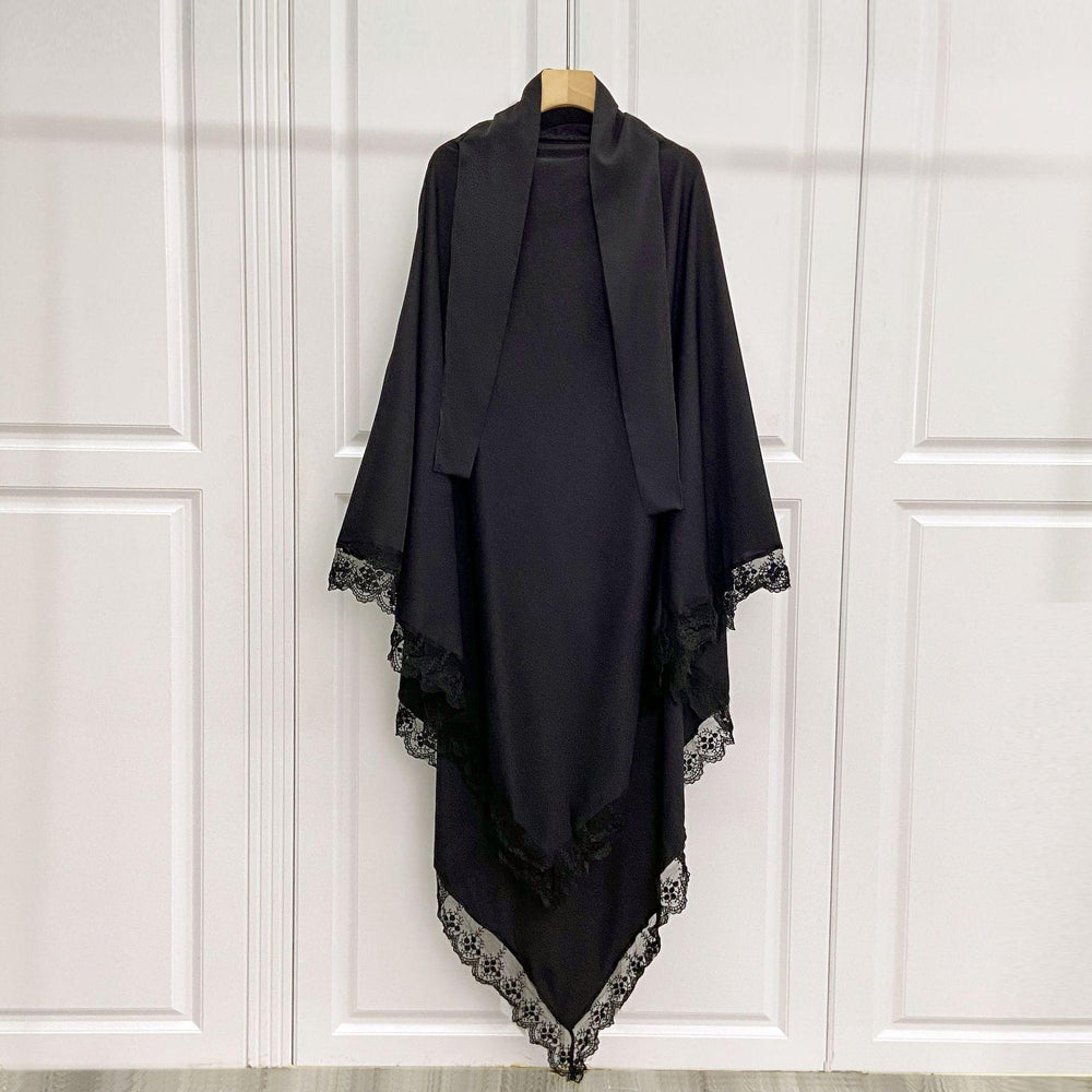 Arabic Baotou Cover Fashion Solid Color Gown Lace Headscarf - EX-STOCK Canada