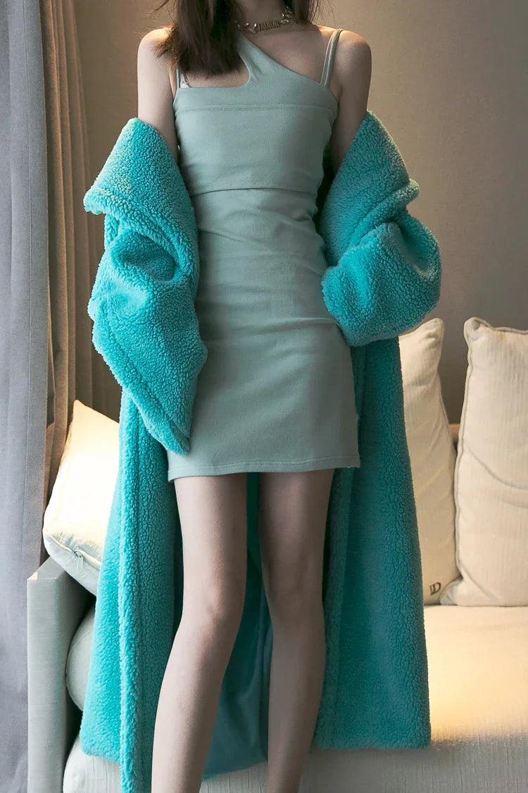 Manteau en peluche pour femmes, long manteau en agneau, hiverEX-STOCK Canada