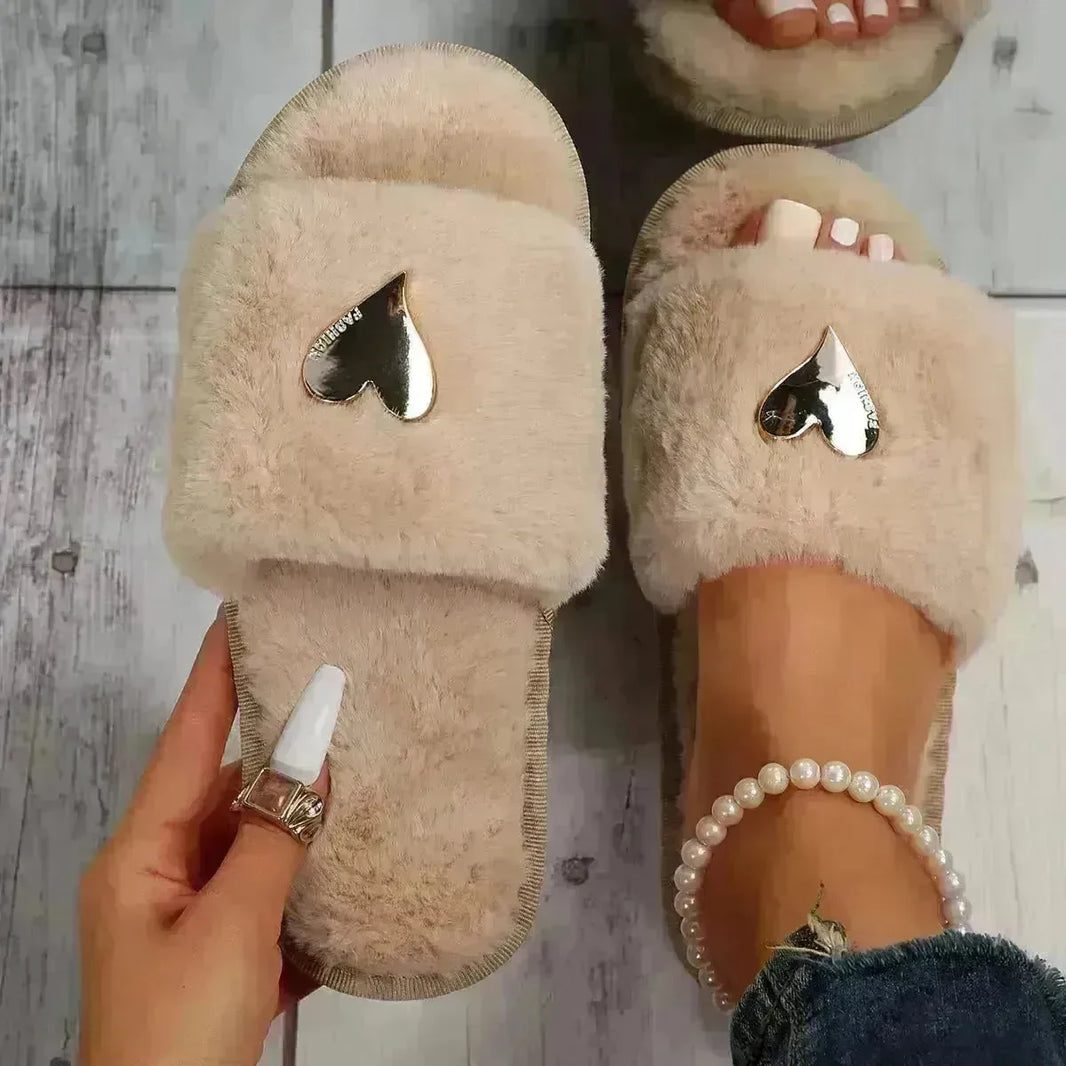 Fluffy Slipper Fall Winter Warm Home Fur Furry Slippers Women Plush Shoes Indoor House Fuzzy Flip Flops Female Padded Fleece Living Bedroom - EX-STOCK CANADA