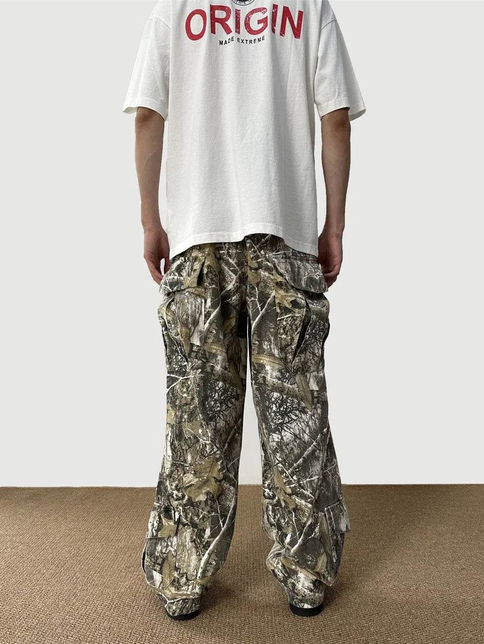 Loose Straight Tree Worn Looking Washed-out Camouflage Printed Cargo pant Men - EX-STOCK Canada