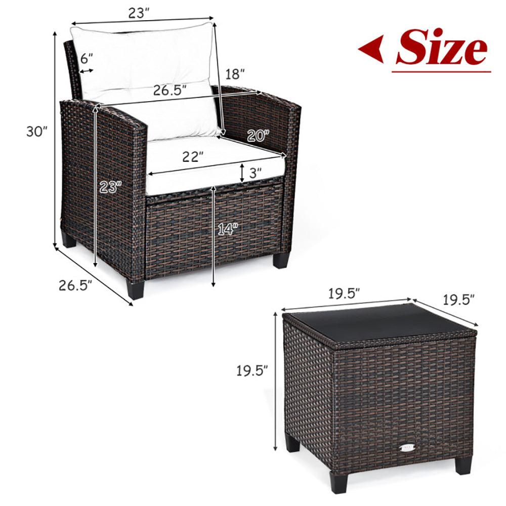 Set di Mobili da Patio in Rattan a 3 Pezzi con Cuscino LavabileEX-STOCK Canada
