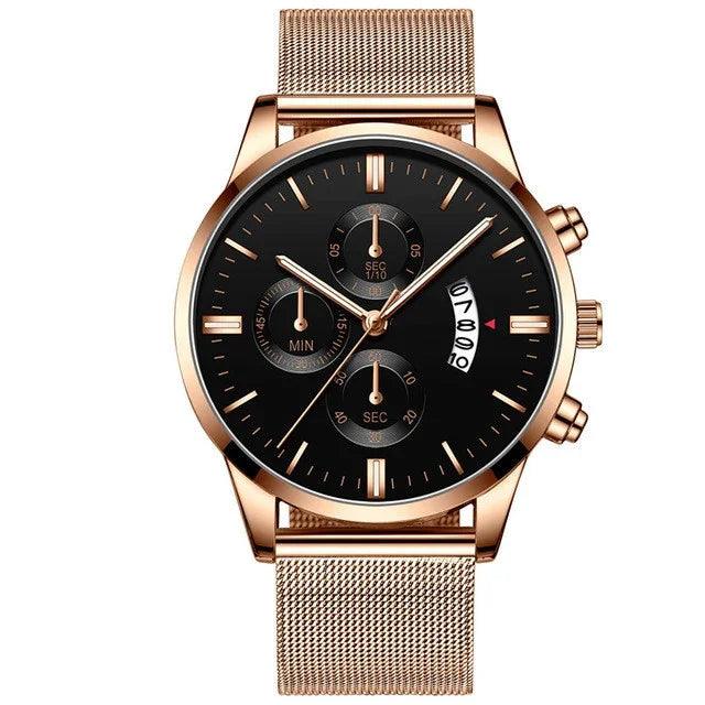 Mens Business Luxury Watches For Men Mesh Band Quartz Watch EX-STOCK Canada