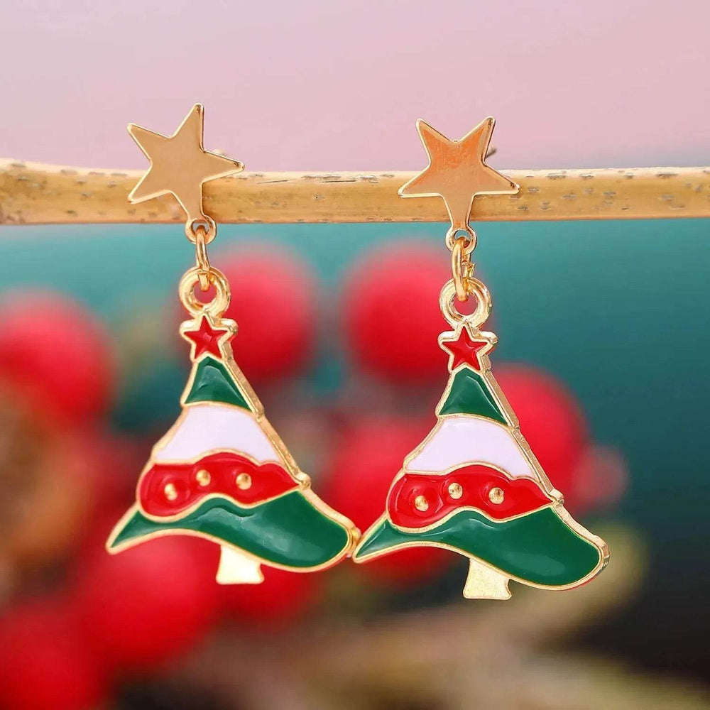 Fashionable Asymmetric Cartoon Dripping Oil Christmas Elk Earrings - EX-STOCK Canada