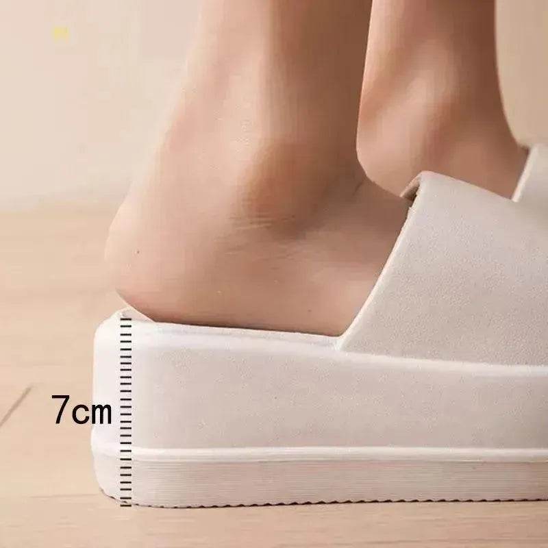 7cm High Heel Flat Slippers Summer Solid Color Non-slip Floor Home Shoes Outdoor Garden Slippers For Women - EX-STOCK Canada