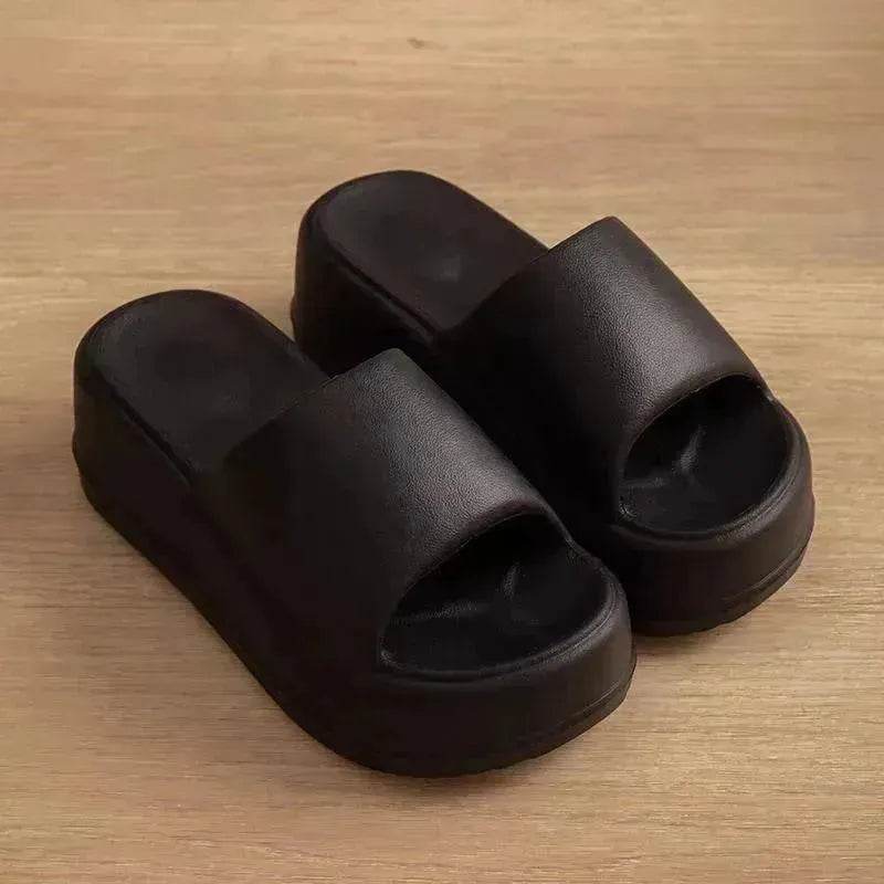 7cm High Heel Flat Slippers Summer Solid Color Non-slip Floor Home Shoes Outdoor Garden Slippers For Women - EX-STOCK Canada