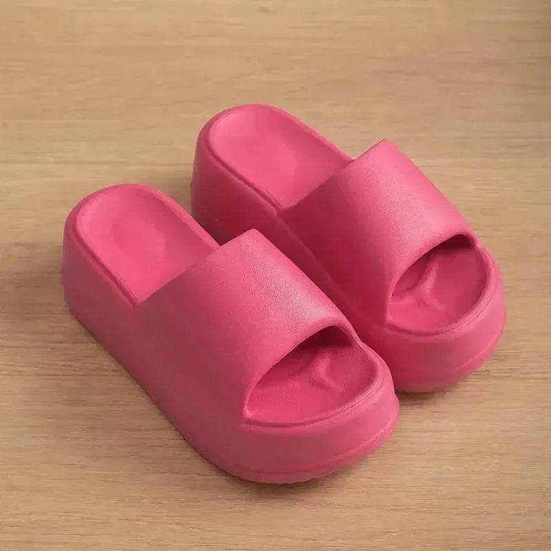 7cm High Heel Flat Slippers Summer Solid Color Non-slip Floor Home Shoes Outdoor Garden Slippers For Women - EX-STOCK Canada