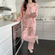 2pcs Women's Fall Winter Warm Pajamas Sets Coral Long Sleeve Cute Cartoon Bear Sleepwear Nightclothes - EX-STOCK Canada