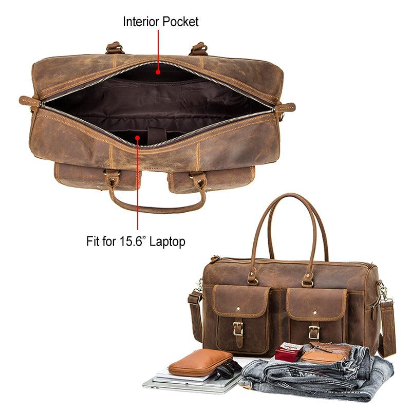 Retro Crazy Horse Rindsleder Reisetasche mit großem Fassungsvermögen | EX-STOCK Canada