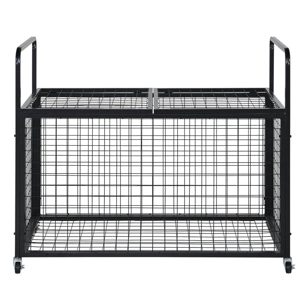Rolling Sports Ball Storage Cart, Lockable Basketball Cage With Double Lids, Sport Equipment Holder Organizer For Indoor Outdoor, Steel Storage Rack For Garages, Playgroup, Gym And Schools - EX-STOCK Canada