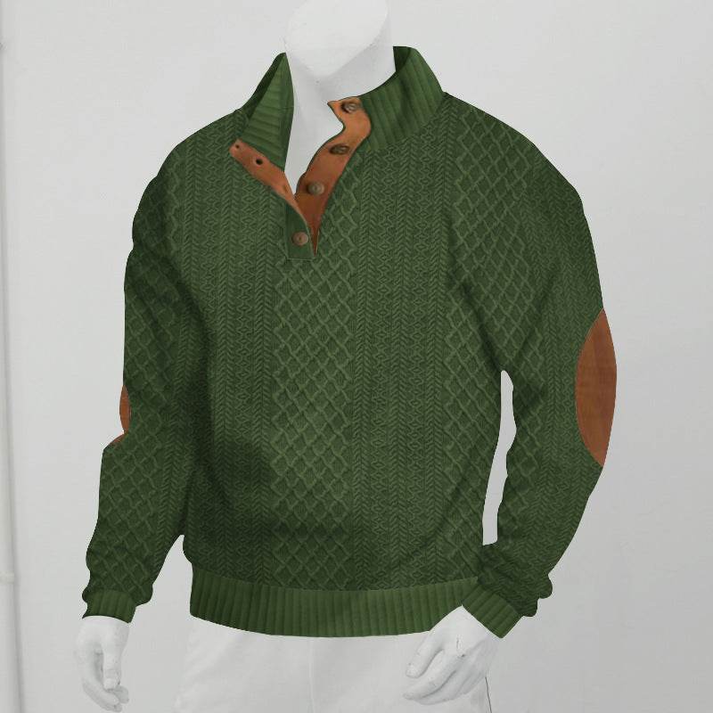 Stand Collar Long Sleeve Jacquard Knitted Pullover Sweater - EX-STOCK Canada