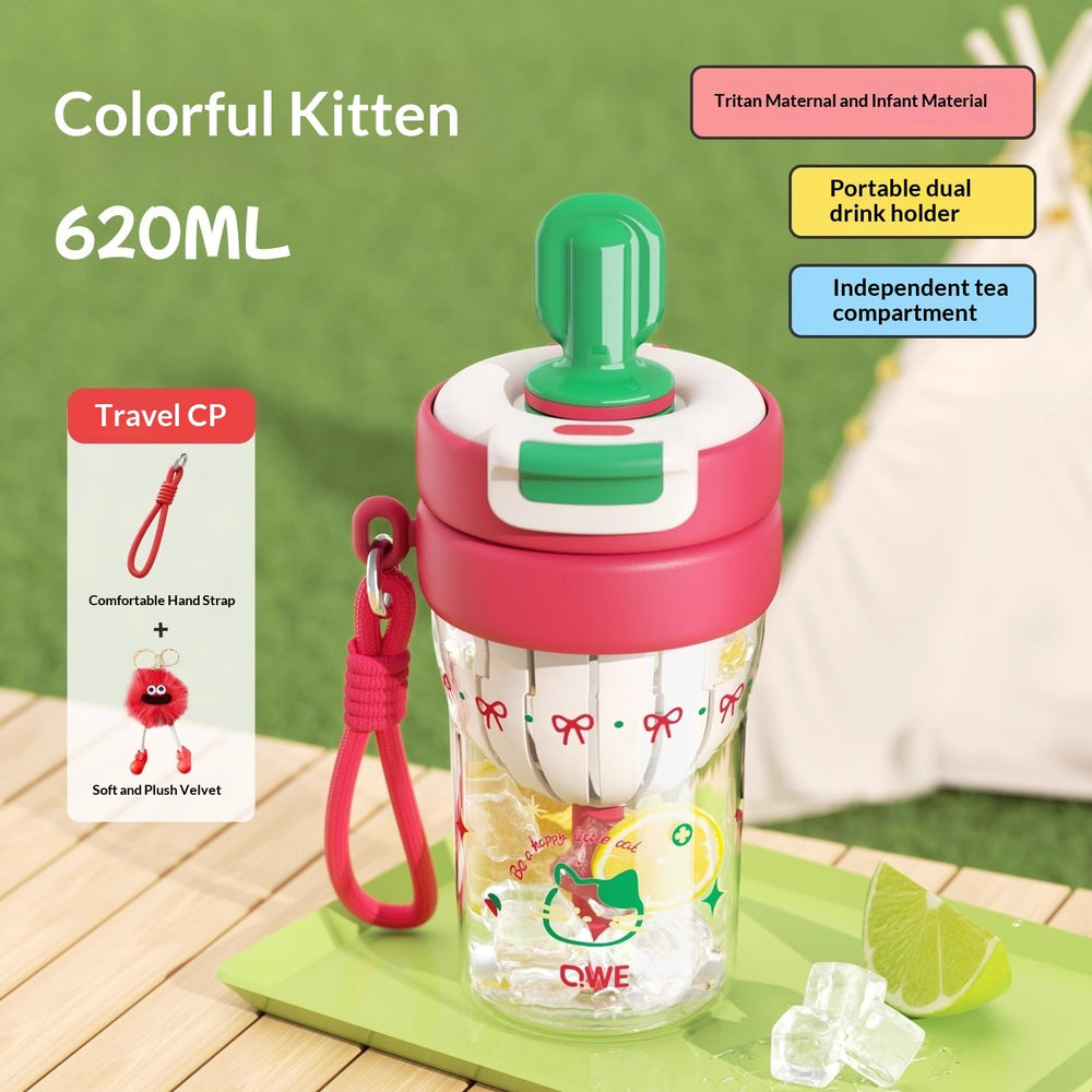 Kids Cartoon Tritan Straw Water Bottle 620ml – 2-in-1 Dual Drinking Lucky Cup | 4 Designs 7