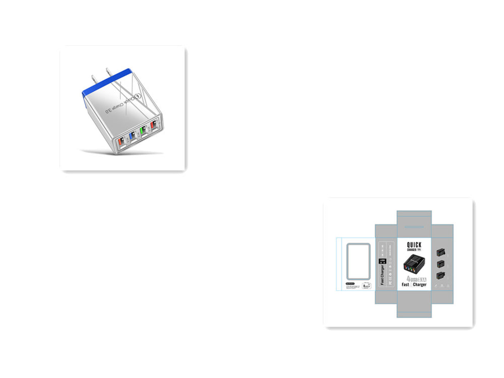 4-Port USB Wall Charger with Quick Charge 3.0 – EU, UK & US Plug | Multi-Colour