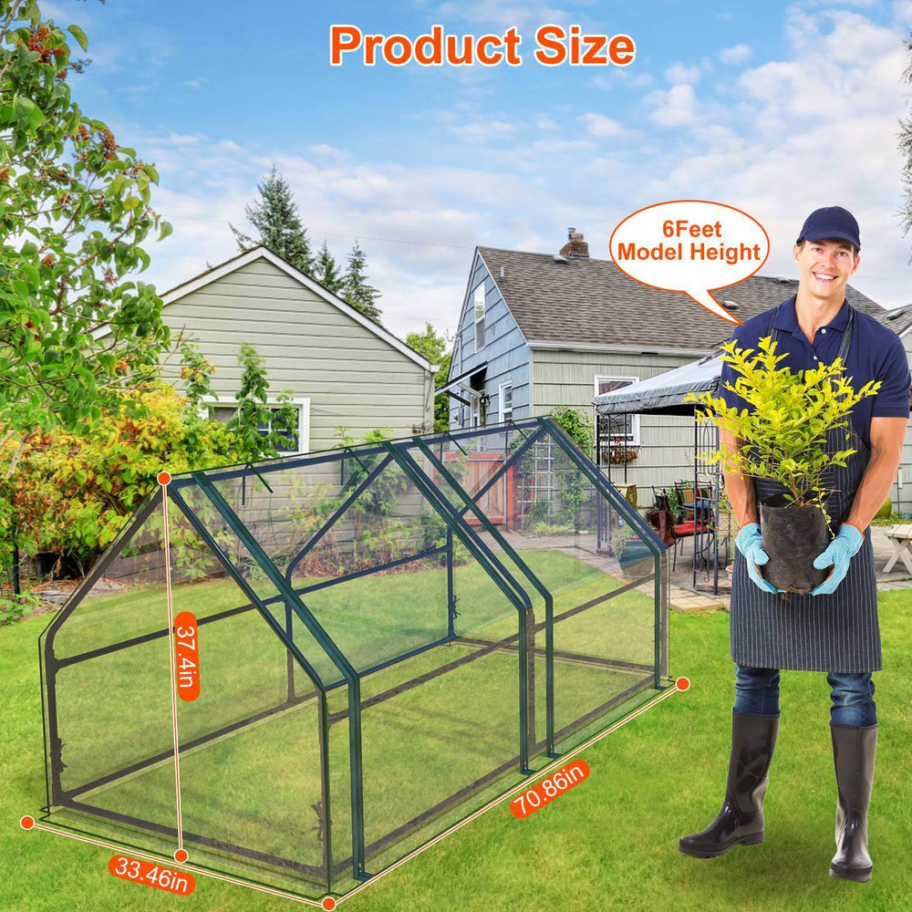 1Pc Portable Mini Greenhouse 70.86x33.46x37.4in With Roll-Up Zipper Doors Waterproof UV-Resistant PVC Cover Hot House For Indoor Outdoor Garden Patio Yard - EX-STOCK Canada