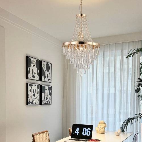 Golden Crystal Chandelier, Large Modern Luxury Chandelier For Living Room, Dining Room, Bedroom, Hallway - Bulb Not Included - EX-STOCK Canada