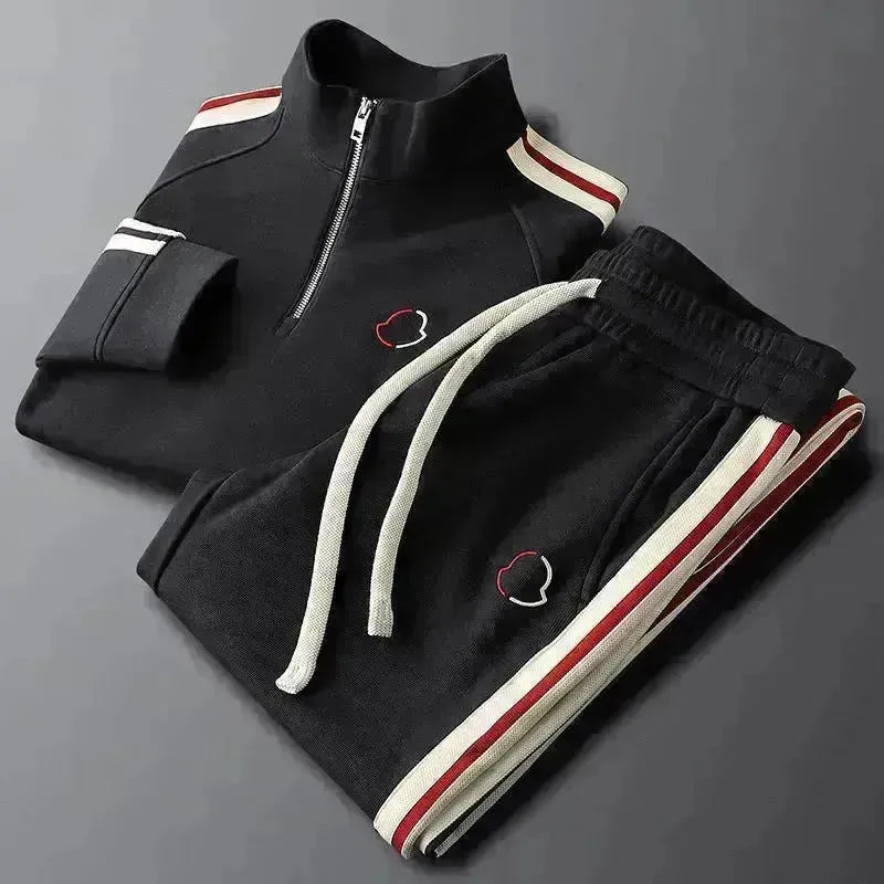 2pcs Fashion Side Stripe Leisure Sports Quarter Zip Tracksuit Co ord pour hommes