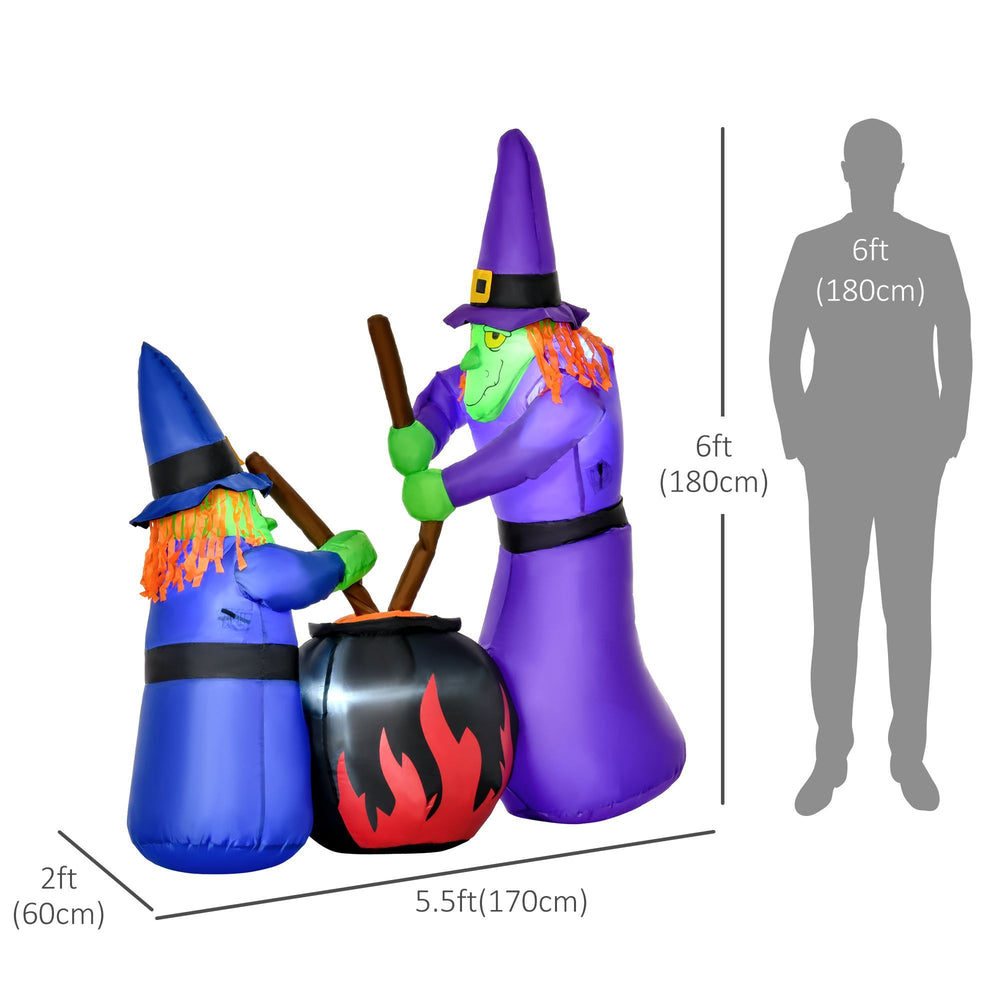 Outdoor Yard Colorful 5.5ft Blow Up Inflatable Halloween Two Old Witch And Magical Potions Decoration With LED For Indoor Outdoor House Party Display EX-STOCK Canada