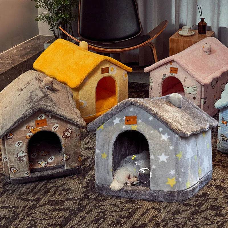 Foldable Dog House Pet Cat Bed Winter Dog Villa Sleep Kennel Removable Nest Warm Enclosed Cave Sofa Pets Supplies - EX-STOCK CANADA