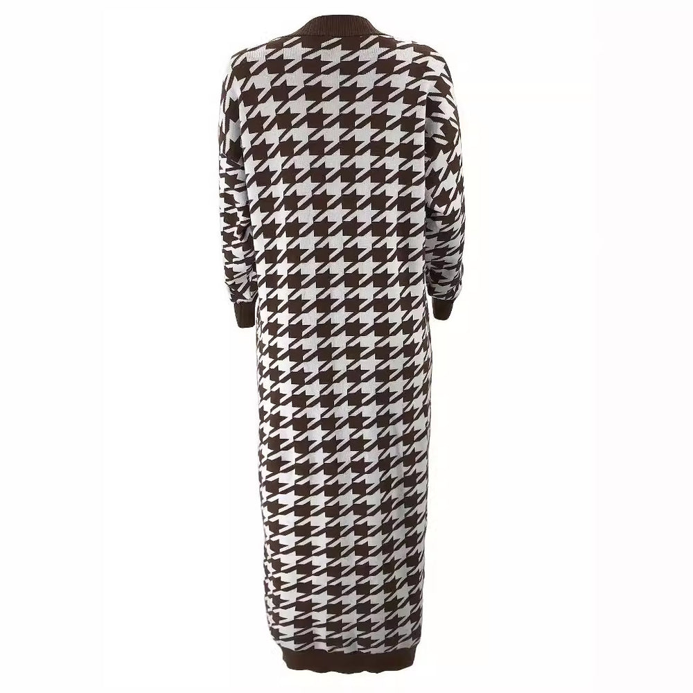 Women's Middle East Muslim Houndstooth Woolen Cardigan Jacket - EX-STOCK Canada