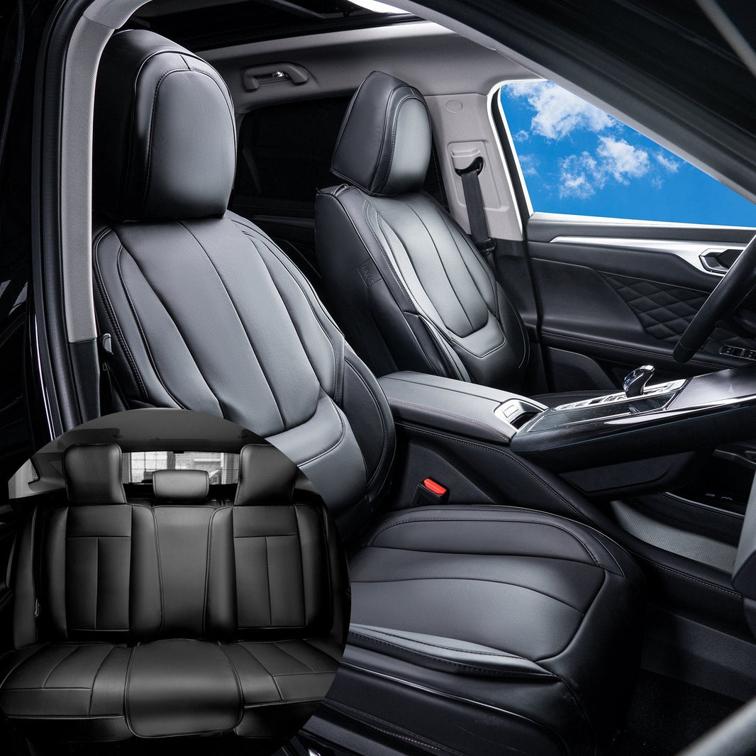 Seat Covers, Universal Car Seat Covers Full Set Seats, Front And Rear Seat, 13pcs Faux Leather Seat Cover, Full Enclosed Design, Detachable Headrest And Airbag Compatible, For Most Car SUV Truck EX-STOCK