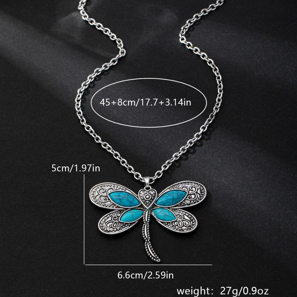 Fashionable Light Luxury Dragonfly Turquoise Pendant Necklace EX-STOCK Canada