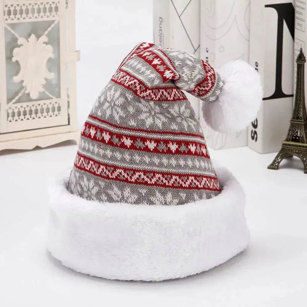 Snowflake Deer Knitted Wool Flannel Christmas Hat - EX-STOCK Canada