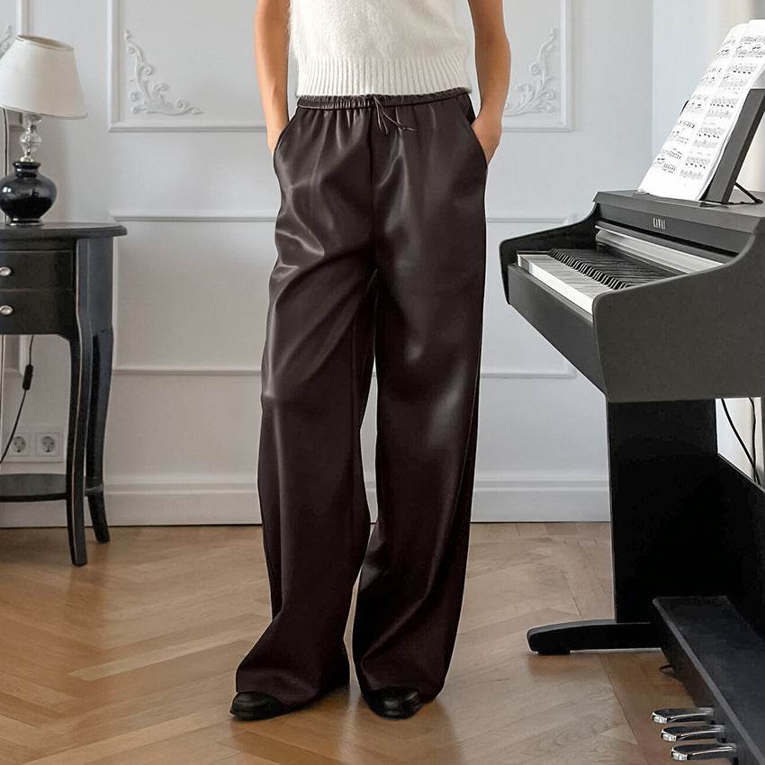 Casual Leather High-waisted Work Formal Trousers Pant women - EX-STOCK Canada