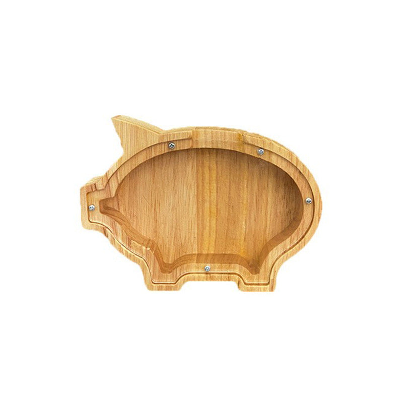 Wooden pig-shaped cutting board on a white background