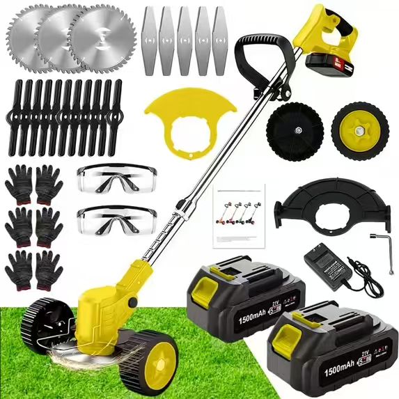 21V Electric Weed Eater With Wheels,Cordless Battery Weed Wacker With Charger, 2Batteries,3 In 1 Brush Cutter String Trimmer Grass Trimmer Lawn Mower,Edger For Garden And Yard Lawn,dealsforyoudays EX-STOCK Canada