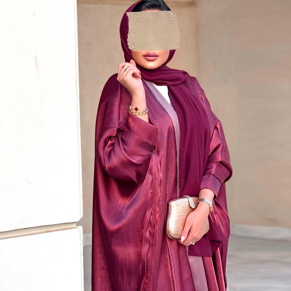 Robe musulmane en satin de soie brillante à manches chauve-souris - EX-STOCK Canada