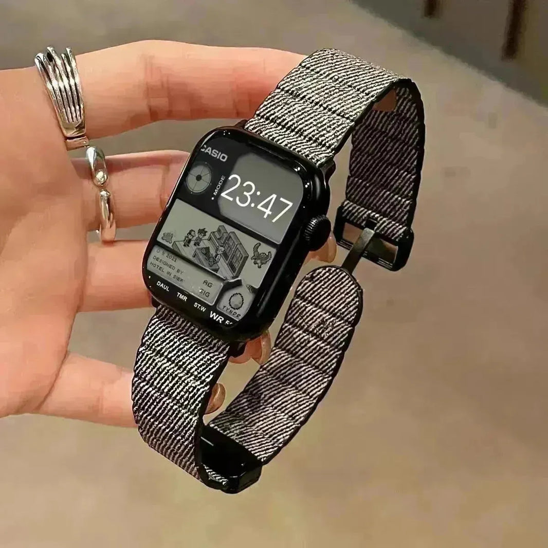 Sangle de montre à boucle magnétique mince en jean