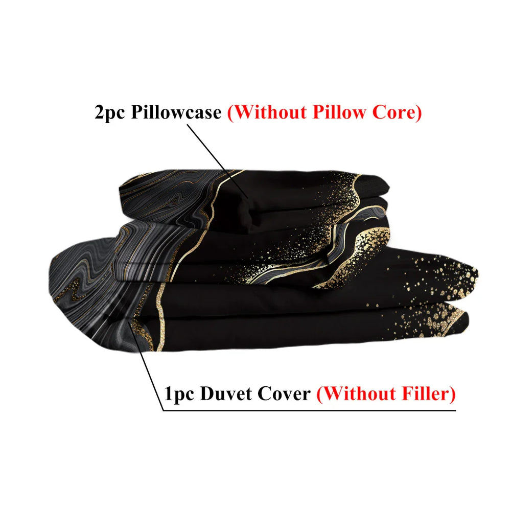 Black Gold Grey Marble Bedding Watercolor Marble Duvet Cover Set Abstract Chic Printed Design Quilt Cover Single 1 Duvet Cover 2 Pillowcases EX-STOCK Canada