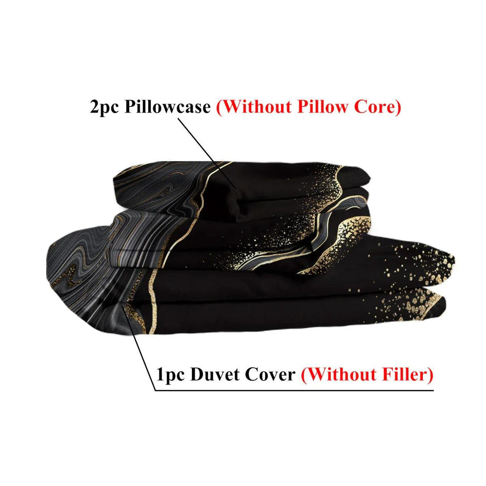 Black Gold Grey Marble Bedding Watercolor Marble Duvet Cover Set Abstract Chic Printed Design Quilt Cover Single 1 Duvet Cover 2 Pillowcases EX-STOCK Canada