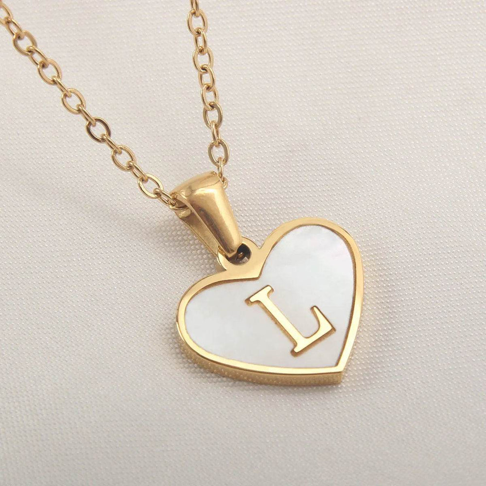 26 Letter Heart-shaped Necklace White Shell Love Clavicle Chain Fashion Personalized Necklace For Women Jewelry Valentine's Day - EX-STOCK Canada
