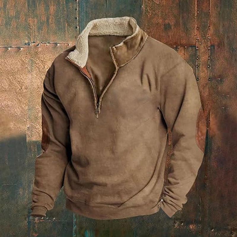 Retro Patchwork Half Cardigan Men's Long-sleeved Sweater EX-STOCK Canada