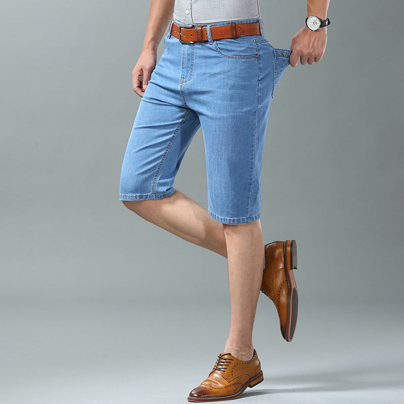 Men's Ice Silk Stretch Denim Shorts – Ultra-Thin Cooling Fit | Black, Blue, Light Blue | Sizes 28–40 6