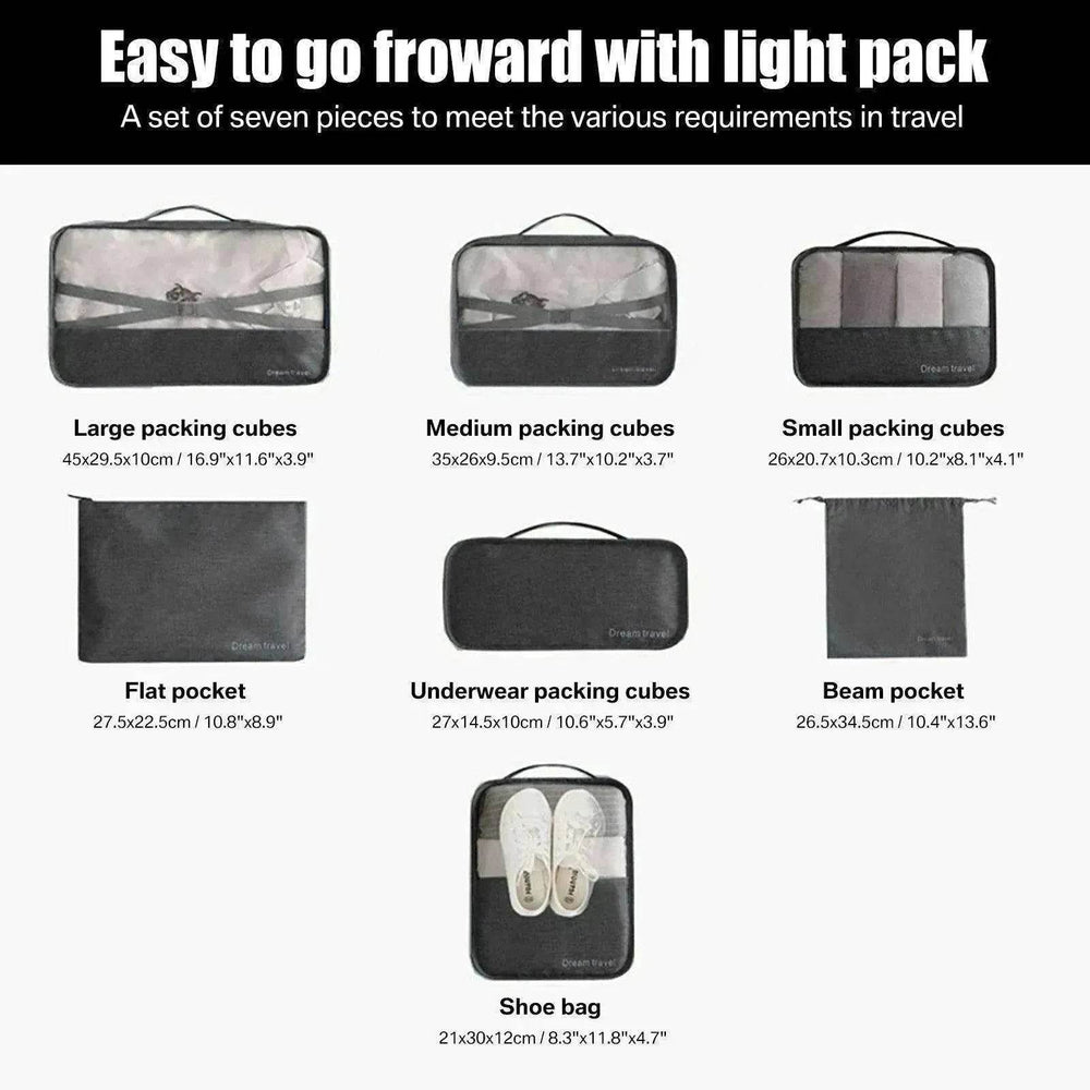 7pc Packing Cubes Luggage Storage Organiser Travel Bags - EX-STOCK Canada