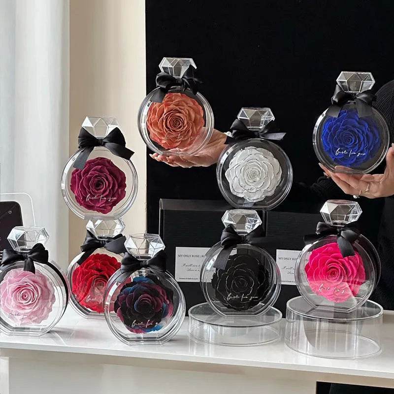 Eternal Flower Ornaments Transparent Cover Dried Rose Gift Box For Christmas New Year Valentine's Day Home Decor - EX-STOCK Canada