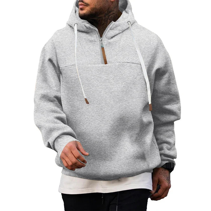 New Men's Heavy Fleece-lined Half-zip Sporty Casual Hooded Sweatshirt EX-STOCK Canada